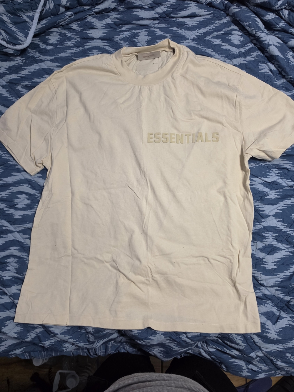 ESSENTIALS Men's Crewneck Tee in Pale Beige Size Large